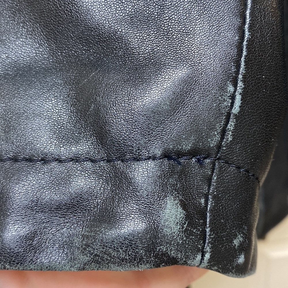 VINTAGE mens Genuine leather coat jacket L - Picture 3 of 8